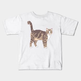 Brown and White Tabby Cat Kids T-Shirt